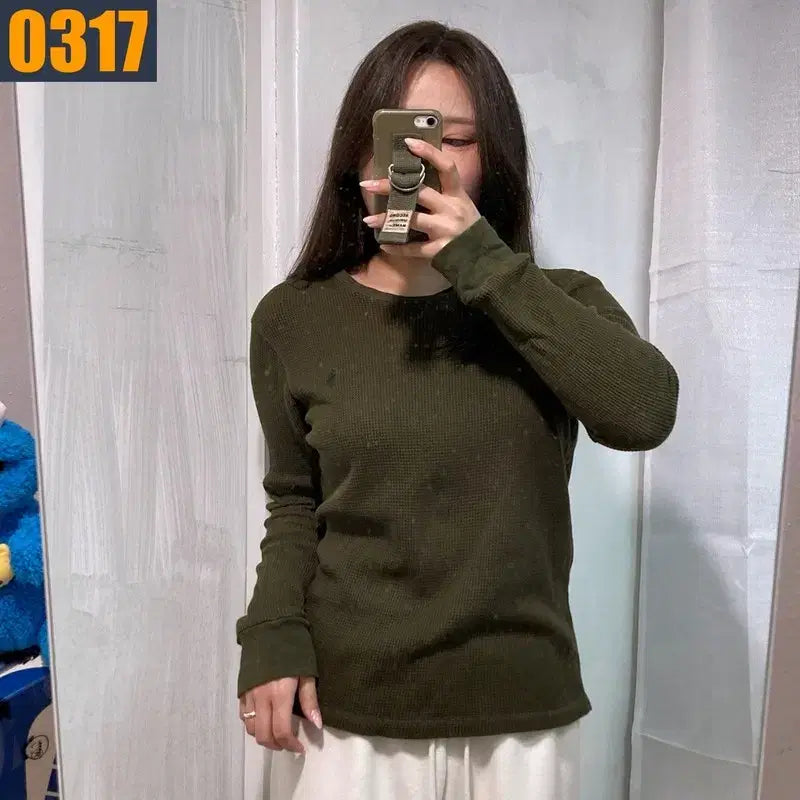 [BUNJANG] Polo Ralph Lauren Khaki Waffle Long Sleeve T-shirt L / 100 POLO 폴로 랄프로렌 카키 와플 롱슬리브 티셔츠 L
