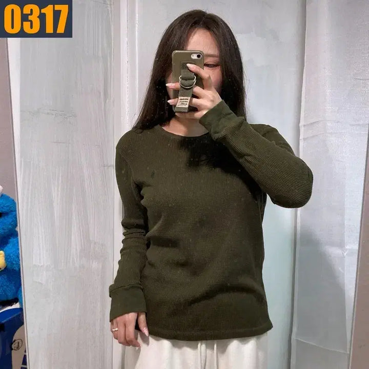 [BUNJANG] Polo Ralph Lauren Khaki Waffle Long Sleeve T-shirt L / 100 POLO 폴로 랄프로렌 카키 와플 롱슬리브 티셔츠 L