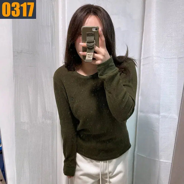 [BUNJANG] Polo Ralph Lauren Khaki Waffle Long Sleeve T-shirt L / 100 POLO 폴로 랄프로렌 카키 와플 롱슬리브 티셔츠 L