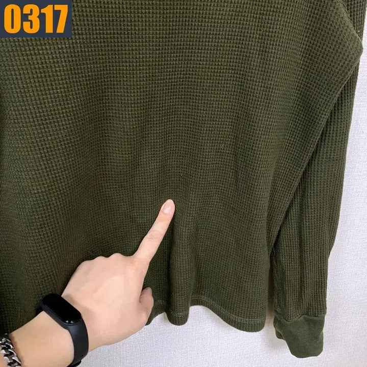 [BUNJANG] Polo Ralph Lauren Khaki Waffle Long Sleeve T-shirt L / 100 POLO 폴로 랄프로렌 카키 와플 롱슬리브 티셔츠 L