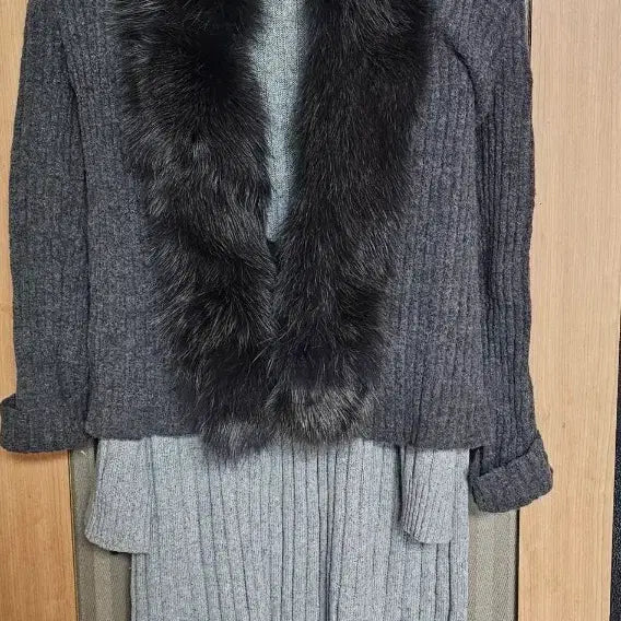[BUNJANG] MICHAA Fox Fur Knit Cardigan &amp; Knit Long Dress / 미샤 폭스 퍼 니트 가디건 85사이즈 새상품,  니트 롱원피스 프리사이즈