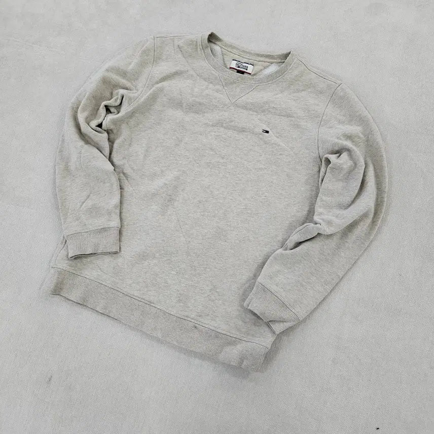 [BUNJANG] Tommy Hilfiger Fleece Beige Small Logo Sweatshirt / [L/G] 타미힐피거 기모 베이지 스몰로고 맨투맨 0115YH1