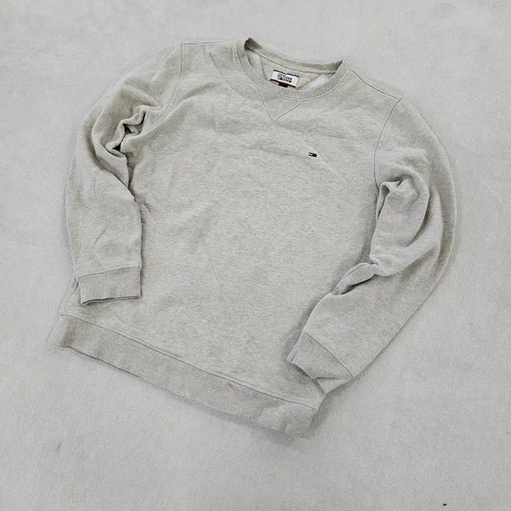 [BUNJANG] Tommy Hilfiger Fleece Beige Small Logo Sweatshirt / [L/G] 타미힐피거 기모 베이지 스몰로고 맨투맨 0115YH1