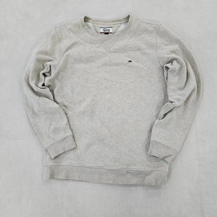 [BUNJANG] Tommy Hilfiger Fleece Beige Small Logo Sweatshirt / [L/G] 타미힐피거 기모 베이지 스몰로고 맨투맨 0115YH1