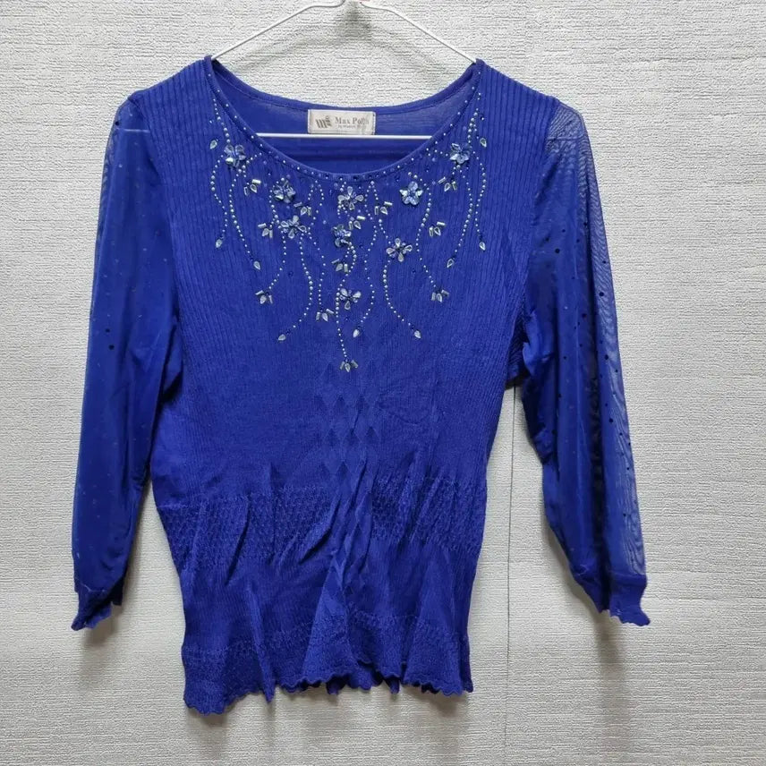 [BUNJANG] Embellished Knit Top / 마013 큐빅 장식 니트 티셔츠