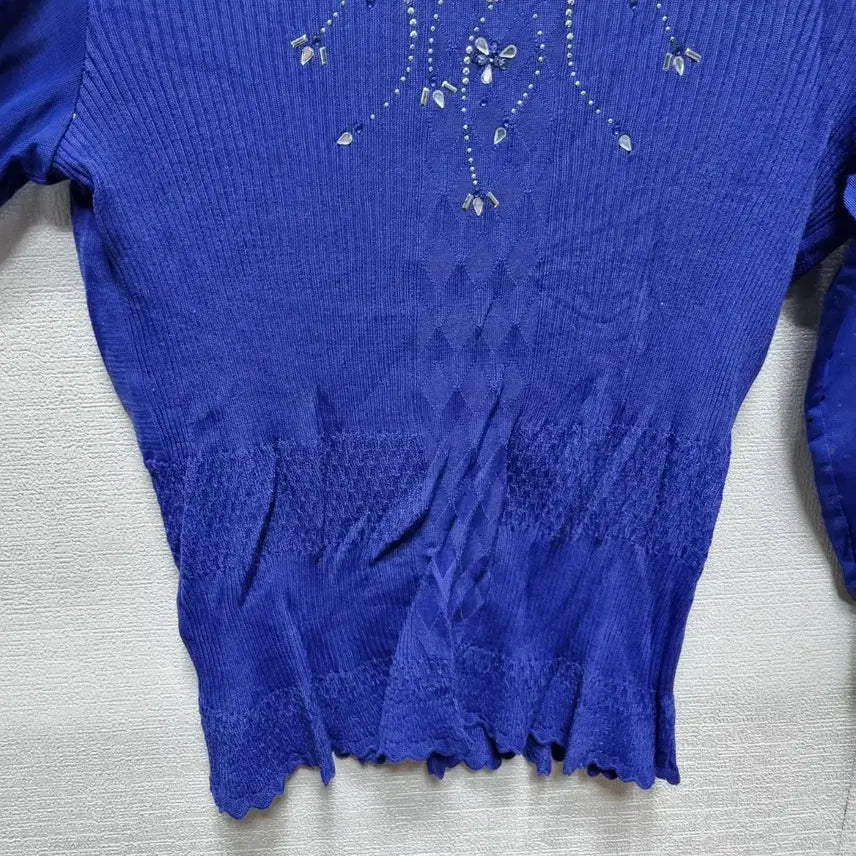 [BUNJANG] Embellished Knit Top / 마013 큐빅 장식 니트 티셔츠