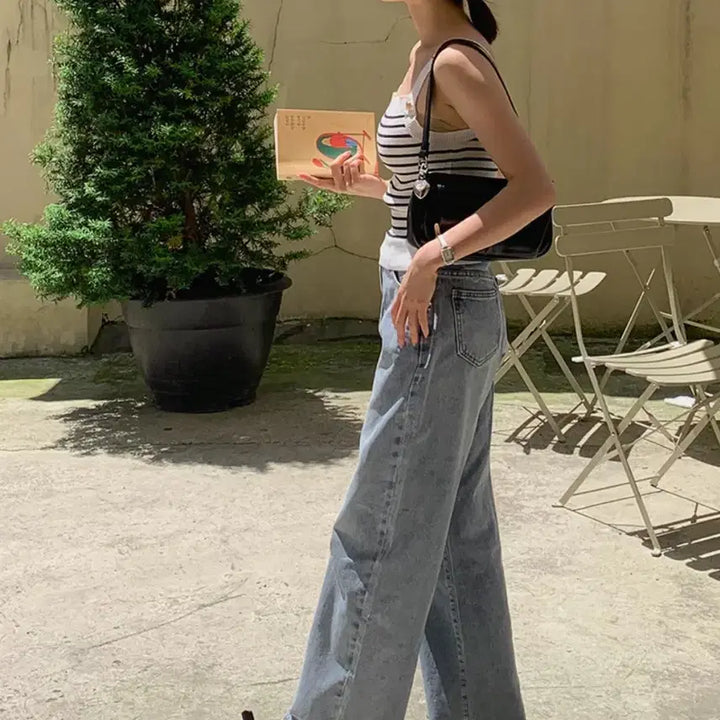 [BUNJANG] Liri&amp;Co Washed Denim Wide Leg Jeans / 데님통청바지 워싱팬츠 통바지 청바지빅사이즈청바지 리리앤코공구우먼민먼데이