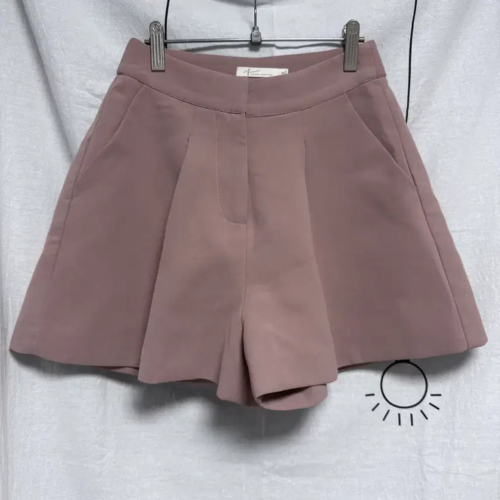 [BUNJANG] Pink Gray Pleated Suit Shorts / 여성 핑크 그레이 핀턱 정장 슬랙스 반바지