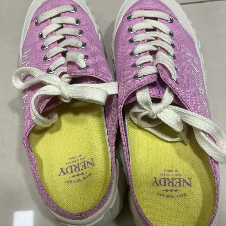 [SOLD OUT] [260] 널디 젤리그 캔버스 뮬 핑크 키높이 운동화
