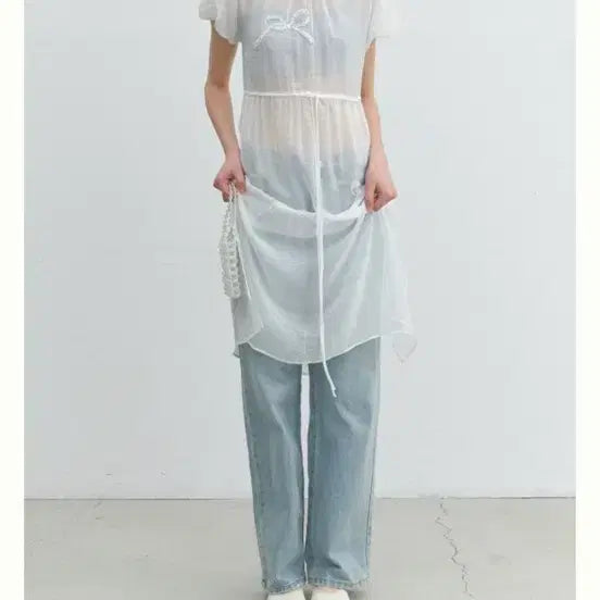 [BUNJANG] Soonsu White See-Through Layered Dress / soonsu 순수 시스루 레이어드 원피스 화이트