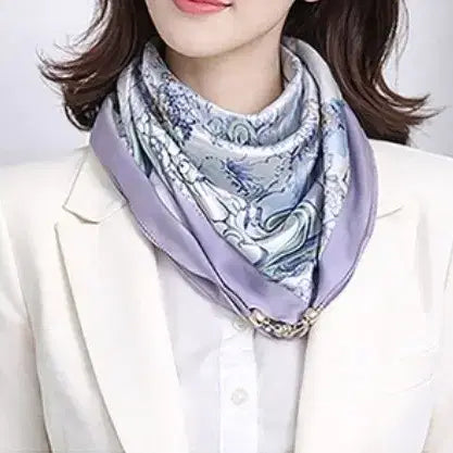 [BUNJANG] Purple Blue Print Scarf / 퍼플 블루 프린트스카프(새상품)