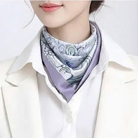 [BUNJANG] Purple Blue Print Scarf / 퍼플 블루 프린트스카프(새상품)