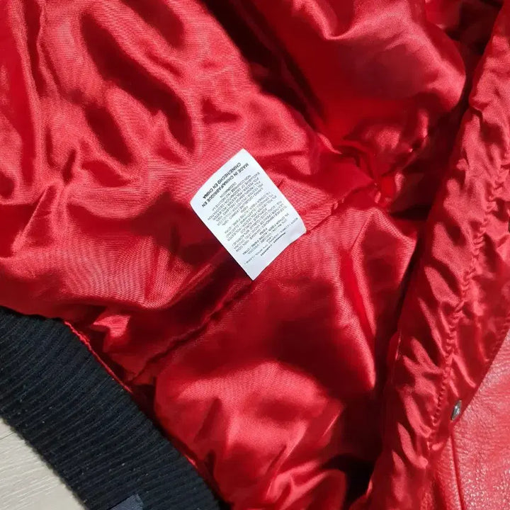 [BUNJANG] Jordan Black/Red Varsity Jacket (M) - Leather / 조던 블랙/레드 바시티 자켓 M (100~105) 소가죽