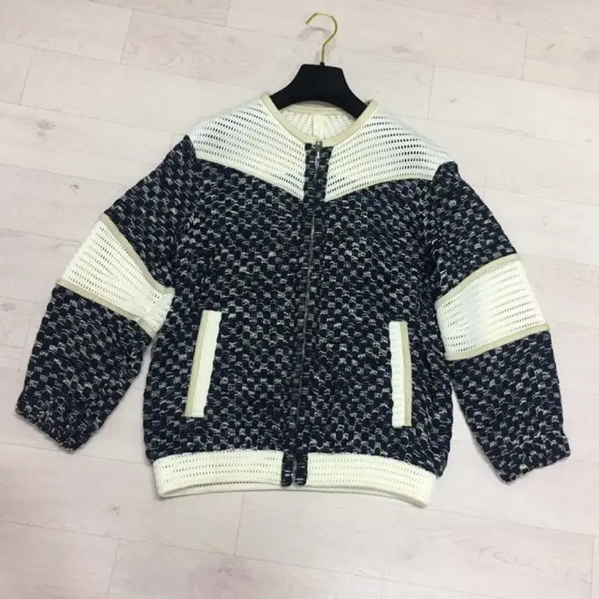 [BUNJANG] IRO Oversized Tweed Zip-up Jacket / IRO 이로 정품 오버핏 트위드 네오플렌 집업점퍼 (34사이즈)