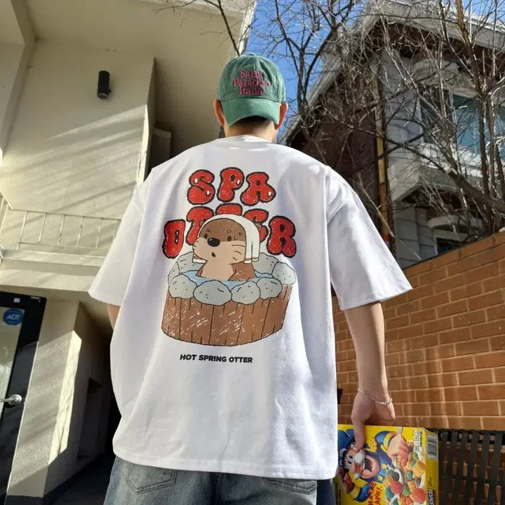 [BUNJANG] Oncheon Sudal Short-Sleeve T-shirt / 온천수달 반팔티