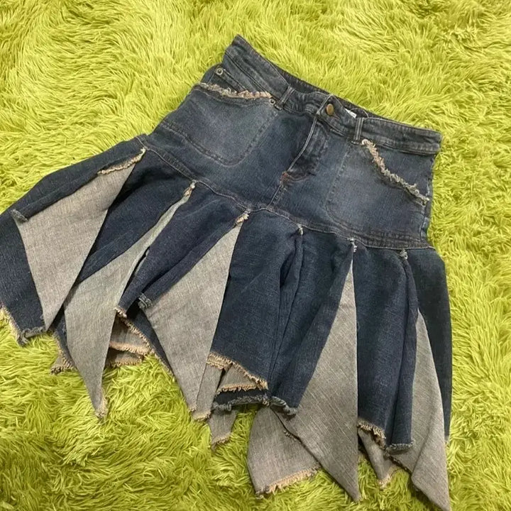 [BUNJANG] Patchwork Denim Mini Skirt / 패치워크 데님 미니스커트 청치마 빈티지스커트