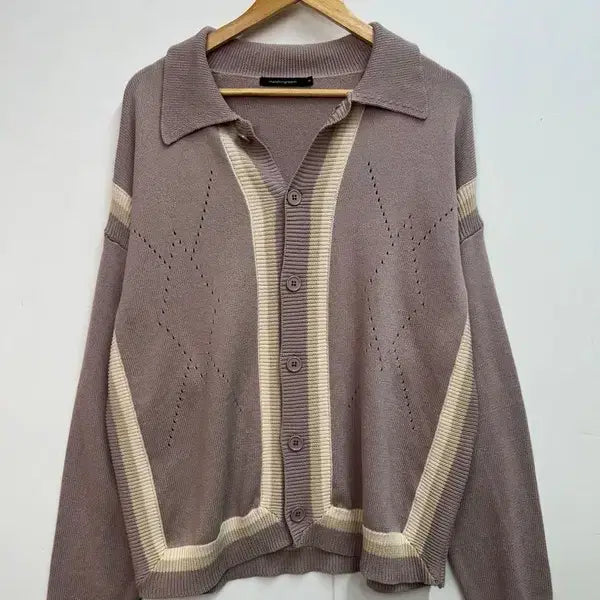 [BUNJANG] Hatching Room Argyle Cardigan Dusty Pink / 3 해칭룸 세미 오버핏 아가일 아카이브 가디건 더스티 핑크