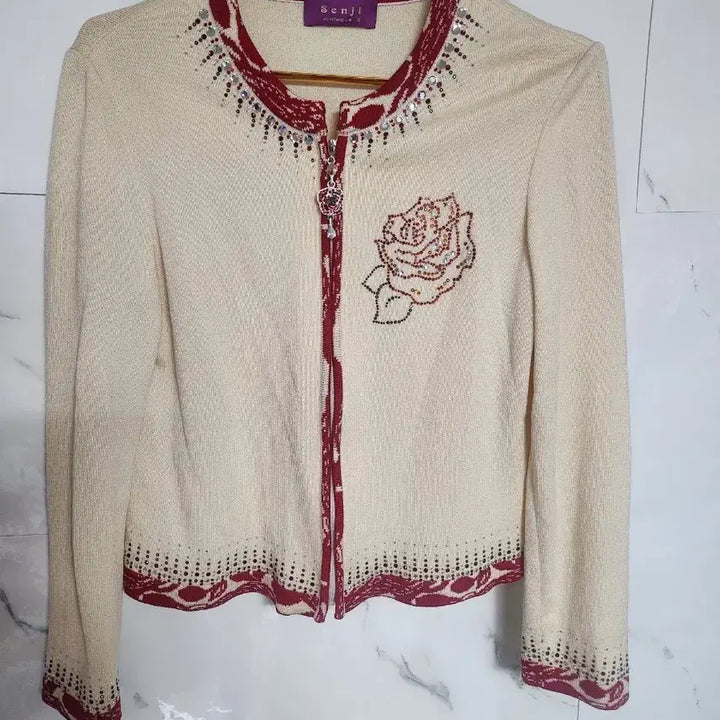 [BUNJANG] Senji Cubic Embellished Ivory Cardigan / 새상품 Senji 큐빅 장식 아이보리 가디건 55  66
