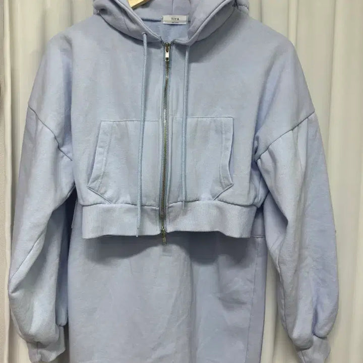 [BUNJANG] Hooded Zip-up &amp; Long Skirt Set - Sky Blue Two-Piece Set / 후드집업+롱스커트 소라색 투피스 셋업