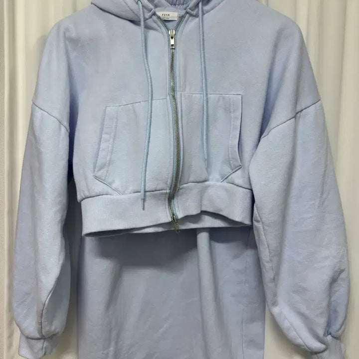 [BUNJANG] Hooded Zip-up &amp; Long Skirt Set - Sky Blue Two-Piece Set / 후드집업+롱스커트 소라색 투피스 셋업