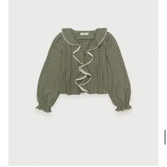 [BUNJANG] Poeto Ruffle Check Blouse / 포에토 러플 체크 블라우스 - (올리브) 팝니다.