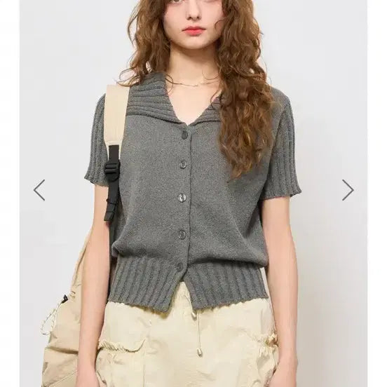 [BUNJANG] General Idea Terry Half Cardigan (Charcoal) / 제너럴아이디어 테리하프 가디건(차콜)