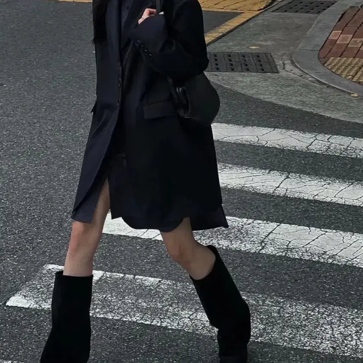 [BUNJANG] Trimmingbird Oversized Single Jacket Black / 트리밍버드 오버핏 싱글 자켓 블랙