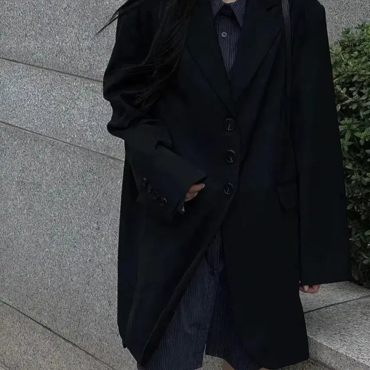 [BUNJANG] Trimmingbird Oversized Single Jacket Black / 트리밍버드 오버핏 싱글 자켓 블랙