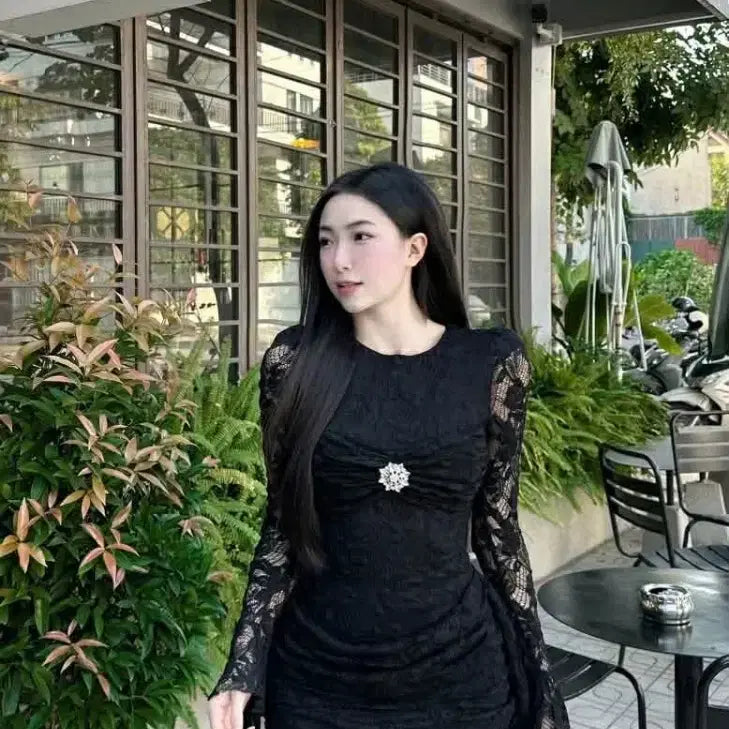 [BUNJANG] Luxury Lace Slim Mini Dress / [새상품] 럭셔리 레이스 슬림 미니 원피스 (S/M/L) - 2컬러