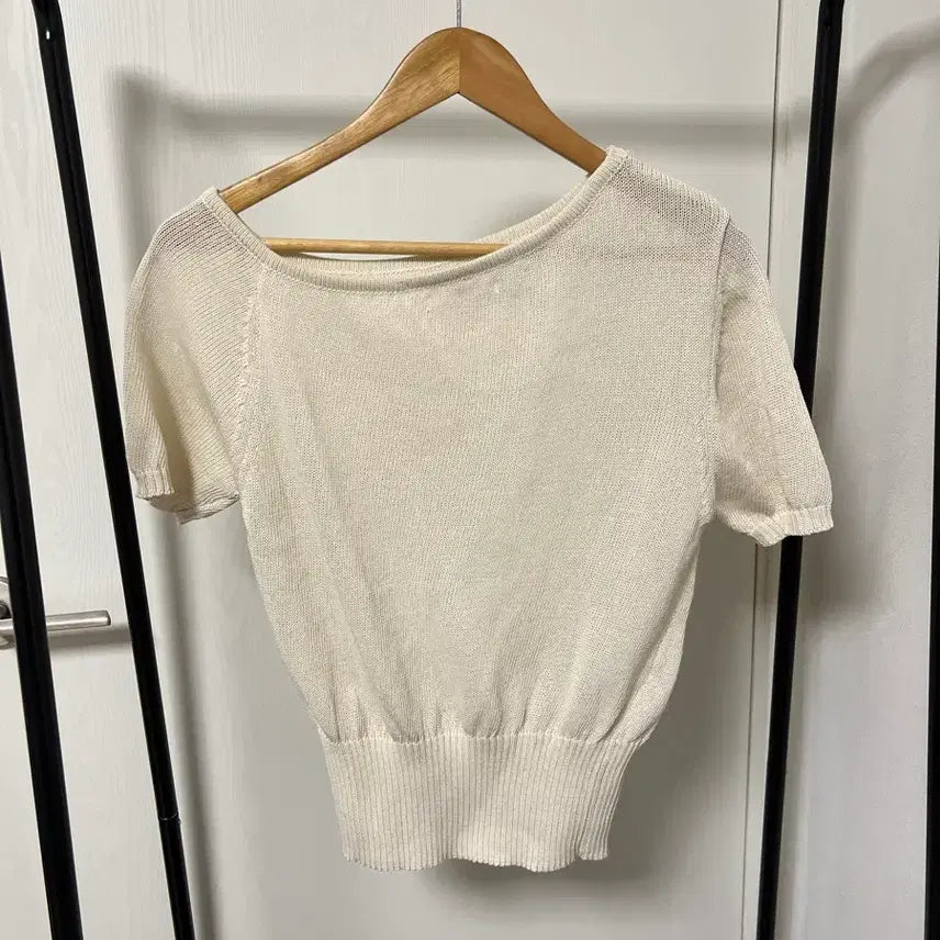 [BUNJANG] Ivory Short Sleeve Knit Top / 아이보리 반팔 니트 1112