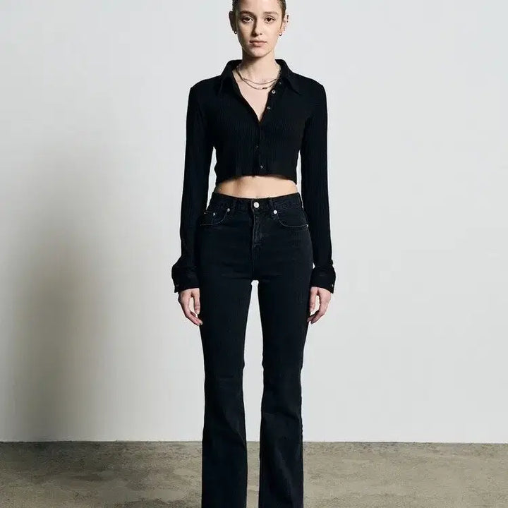 [BUNJANG] Bohemian Seoul High-Waist Bootcut Denim (Black Wash) / 보헤미안서울 하이웨스트 부츠컷데님 흑청