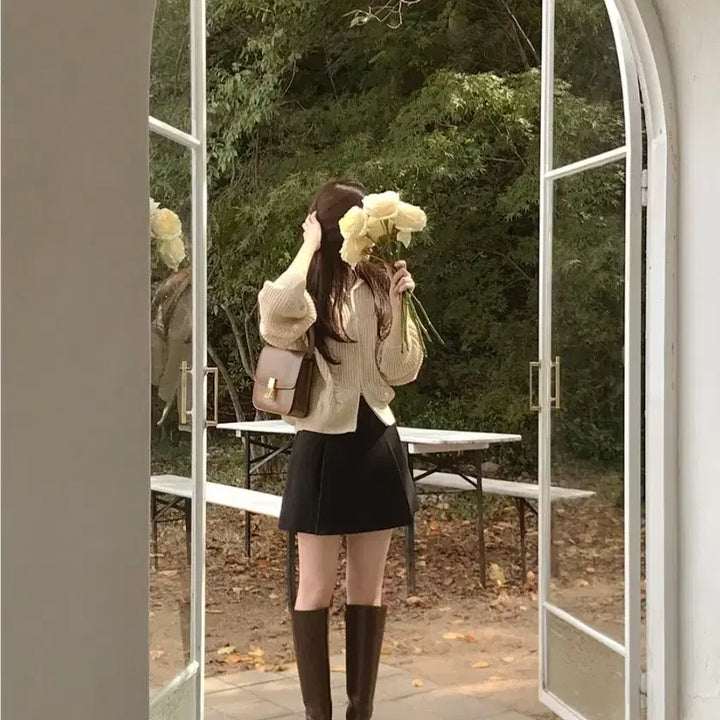 [BUNJANG] Pervbit September Pleated Wool Skirt Black / 퍼빗 셉템버 핀턱 플리츠 울 스커트 블랙