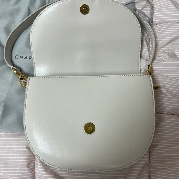 [BUNJANG] Charles &amp; Keith Gavin Saddle Bag / 찰스앤키스 크림 개빈 새들백