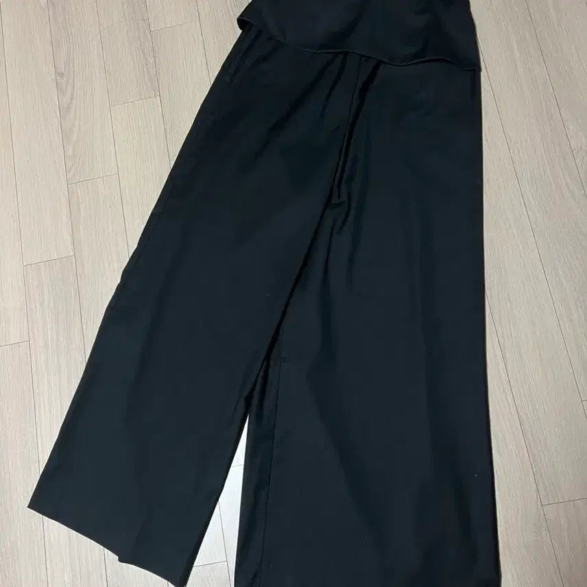 [BUNJANG] KUME Waist Folded Trousers Wide Slacks - Black / 새상품) 쿠메 KUME 웨이스트 폴디드 트라우저 벨트랩팬츠와이드슬랙스블랙