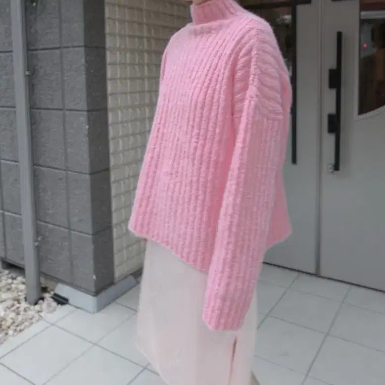 [BUNJANG] NuaNue Knit Turtleneck Pullover Pink / 누아누 니트 터틀넥 풀오버 핑크(공홈 품절)(실착1회)