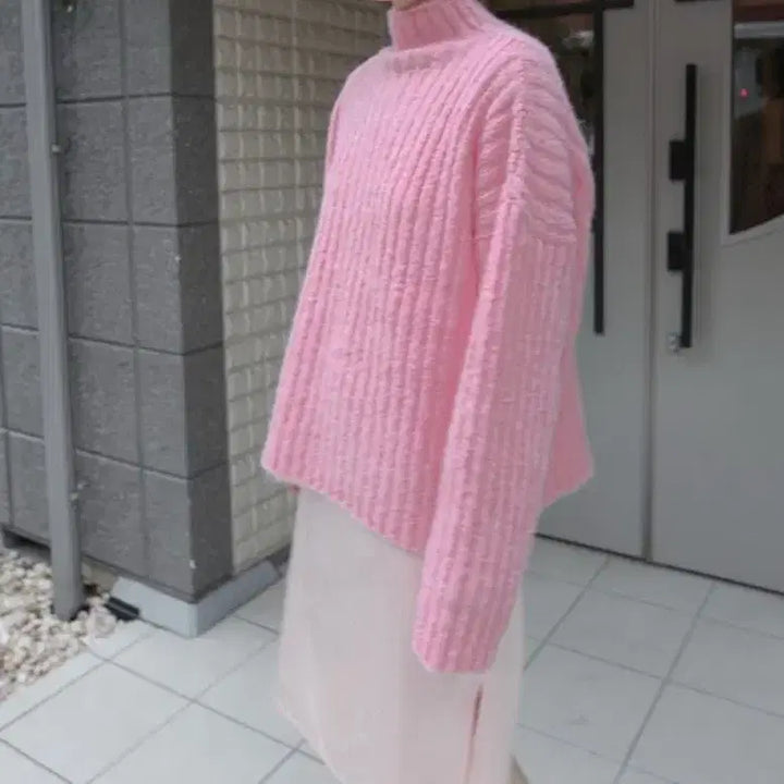 [BUNJANG] NuaNue Knit Turtleneck Pullover Pink / 누아누 니트 터틀넥 풀오버 핑크(공홈 품절)(실착1회)