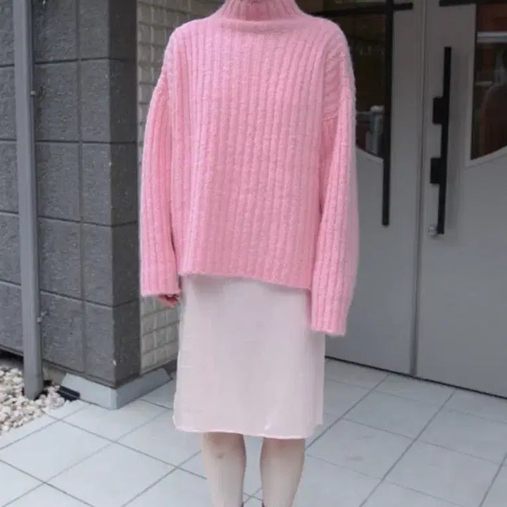 [BUNJANG] NuaNue Knit Turtleneck Pullover Pink / 누아누 니트 터틀넥 풀오버 핑크(공홈 품절)(실착1회)