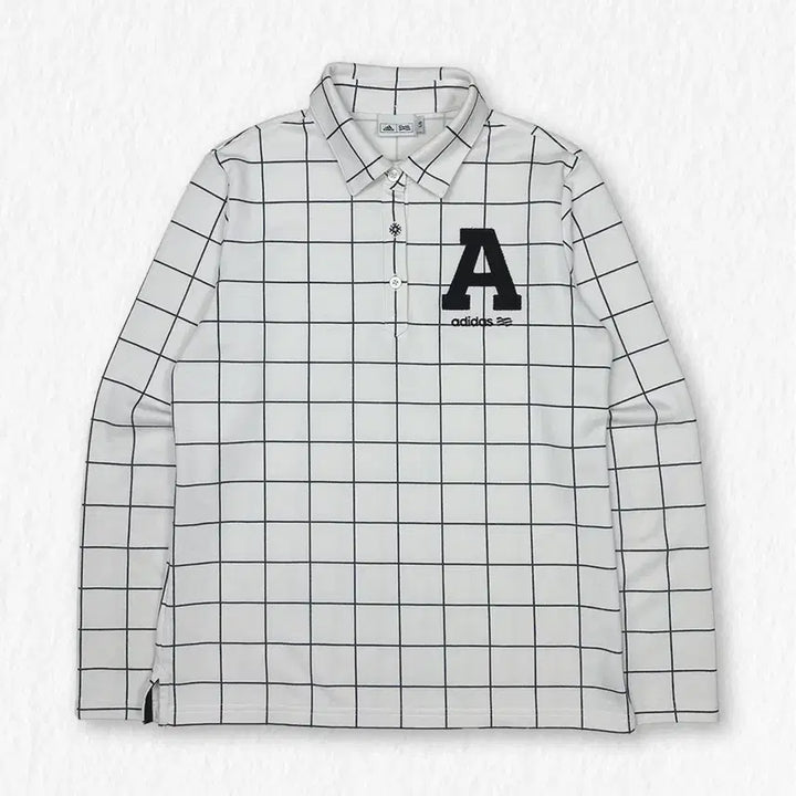 [BUNJANG] Adidas Window Check Long Sleeve Polo Shirt / 아디다스 윈도우체크 긴팔 카라티