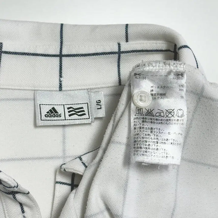 [BUNJANG] Adidas Window Check Long Sleeve Polo Shirt / 아디다스 윈도우체크 긴팔 카라티