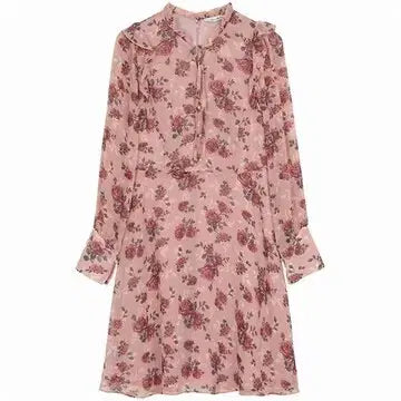 [BUNJANG] Roem Disney Collaboration Pink Floral Chiffon Mini Dress / 로엠 디즈니 콜라보 핑크 플라워 쉬폰 미니 원피스 봄 원피스 여름 원피스