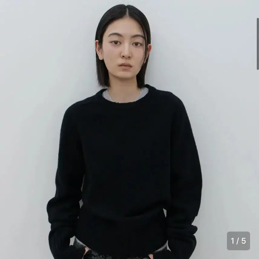 [BUNJANG] GBH Wool Crew Neck Knit Black / GBH 지비에이치어패럴 울 크루넥 니트 블랙
