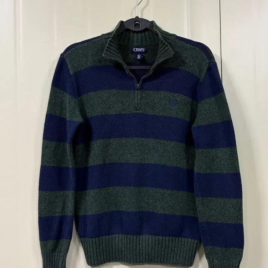 [BUNJANG] CHAPS Polo Ralph Lauren Striped Half-Zip Knit Sweater / CHAPS 폴로 랄프로렌 스트라이프 하프집업 니트