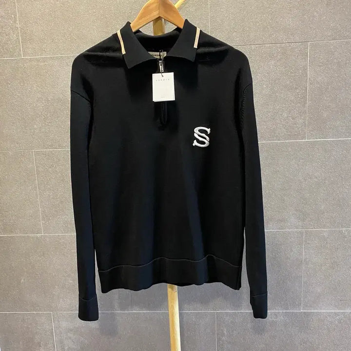 [BUNJANG] Sandro Black Collar Zip-up Knit L / [택 새생품] Sandro 산드로 블랙 카라 집업 니트 L