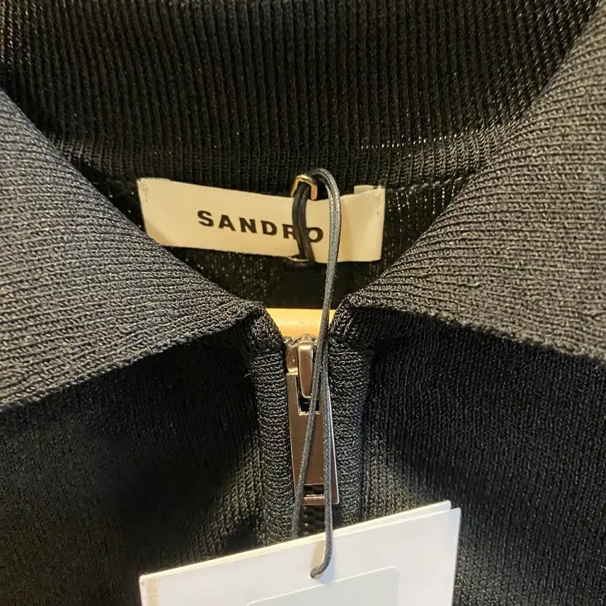 [BUNJANG] Sandro Black Collar Zip-up Knit L / [택 새생품] Sandro 산드로 블랙 카라 집업 니트 L