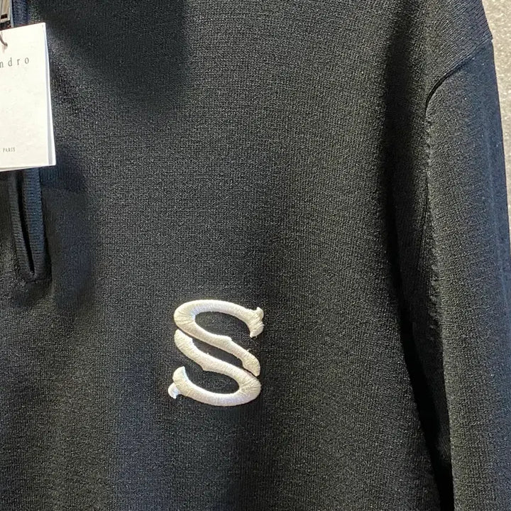 [BUNJANG] Sandro Black Collar Zip-up Knit L / [택 새생품] Sandro 산드로 블랙 카라 집업 니트 L