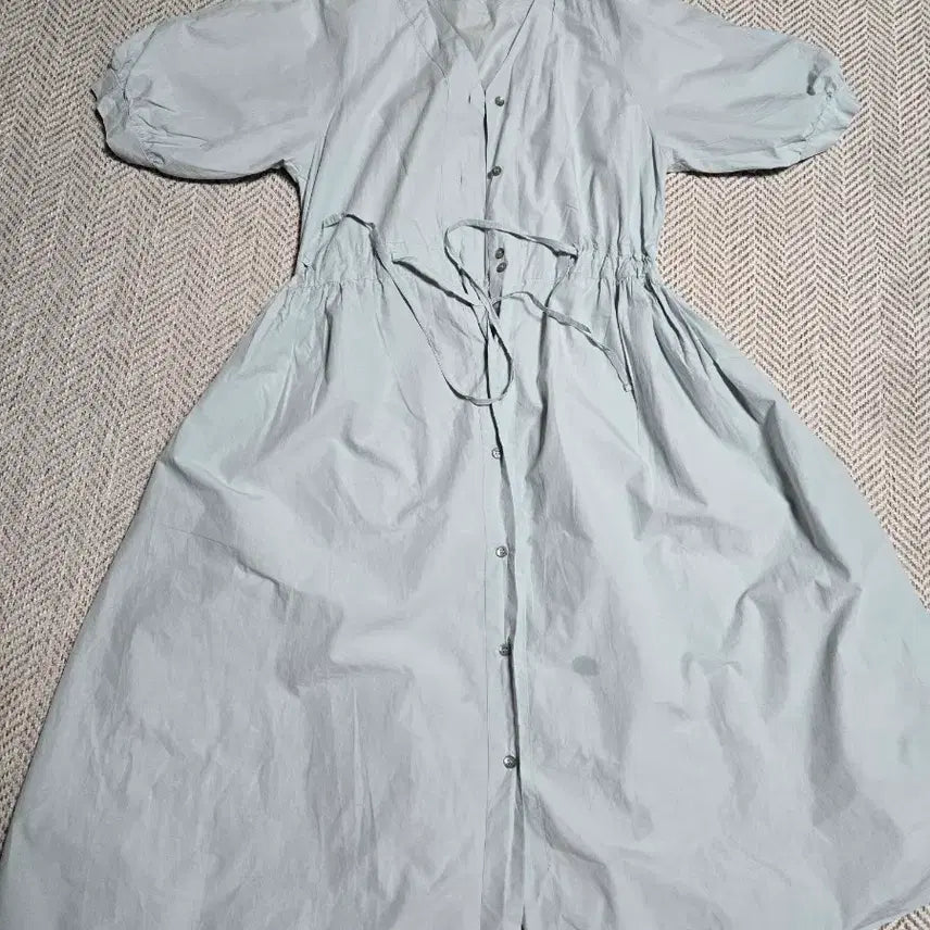 [SOLD OUT] 하늘색 셔츠 롱원피스 퍼프 반팔