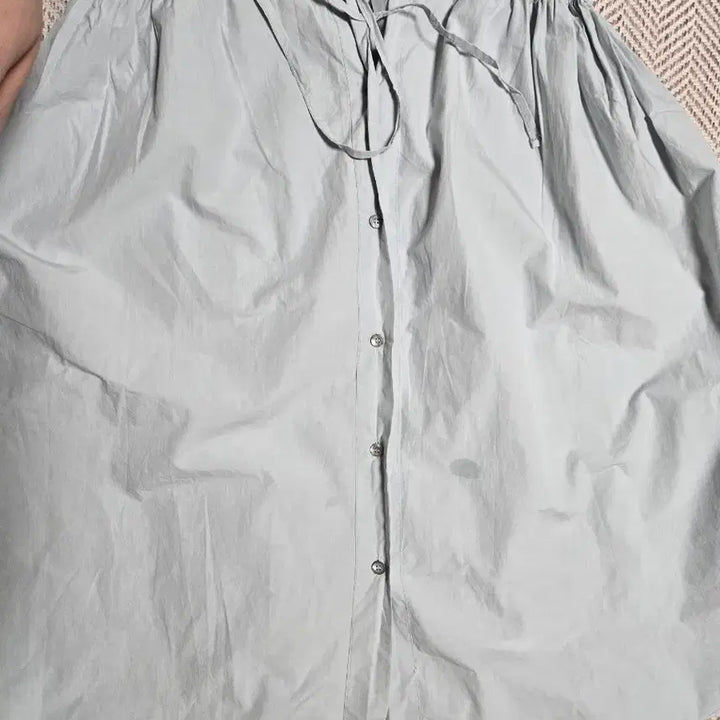 [SOLD OUT] 하늘색 셔츠 롱원피스 퍼프 반팔