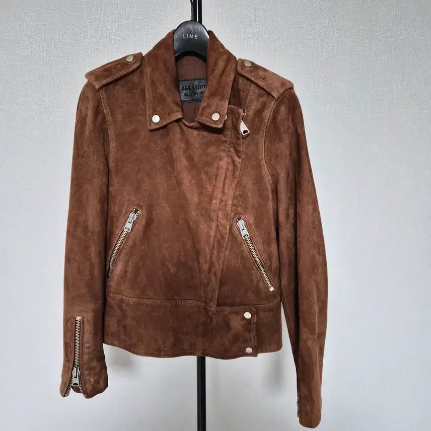 [BUNJANG] AllSaints XS Suede Leather Rider Jacket / 올세인츠 XS 스웨이드 천연가죽 라이더 재킷 W-자켓-285