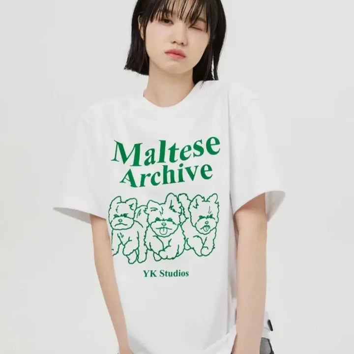 [BUNJANG] YK Maltese Archive Graphic Short Sleeve T-shirt / 와이케이 말티즈 아카이브 라인 그래픽 반팔티셔츠 화이트