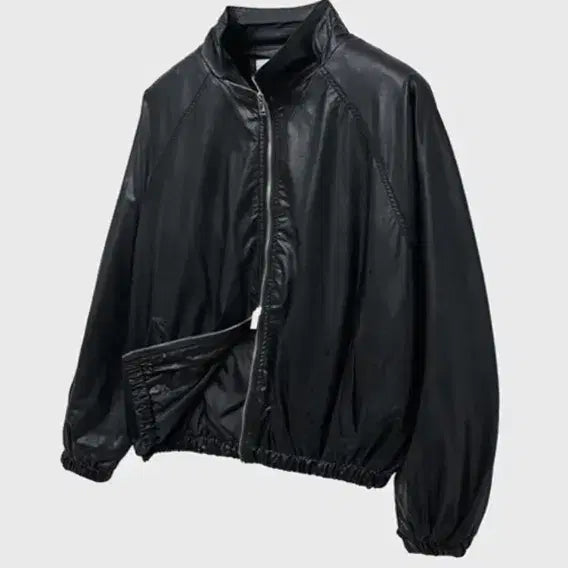 [BUNJANG] Glossy Coated Leather Jumper - Black / 8178 글로시 코팅 레더 점퍼_블랙